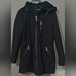 Calvin Klein Heavy Black Waterproof Jacket With Faux Fur Liner With Hoodie Small